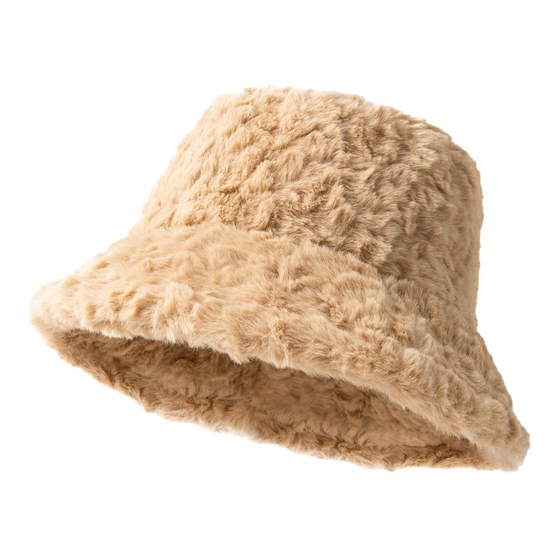 Women's Faux Lambswool Bucket Hat – Soft Winter Fisherman Hat | Warm & Stylish