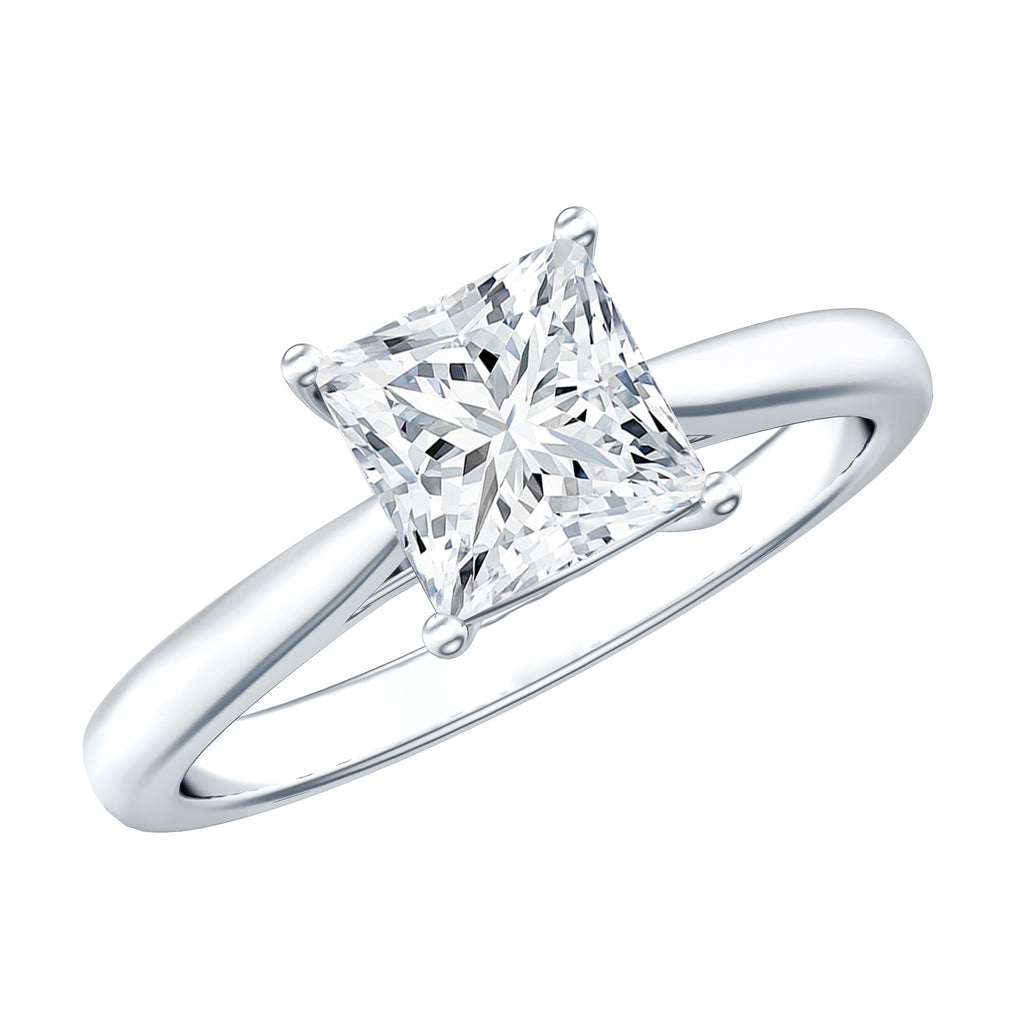 Womans gorgeous Solitaire 1 Carat Princess Cut Lab Grown Diamond Engagement Ring with IGI Certificate