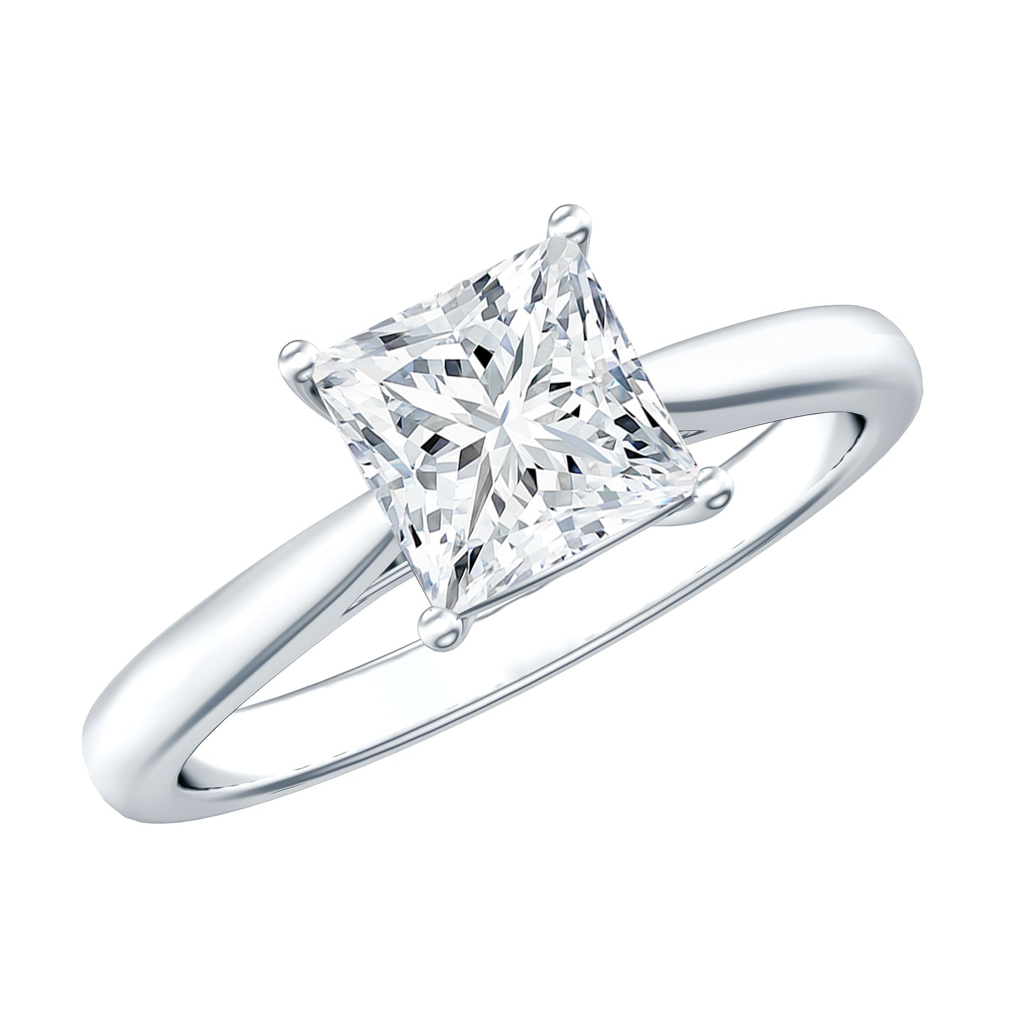 Womans gorgeous Solitaire 1 Carat Princess Cut Lab Grown Diamond Engagement Ring with IGI Certificate