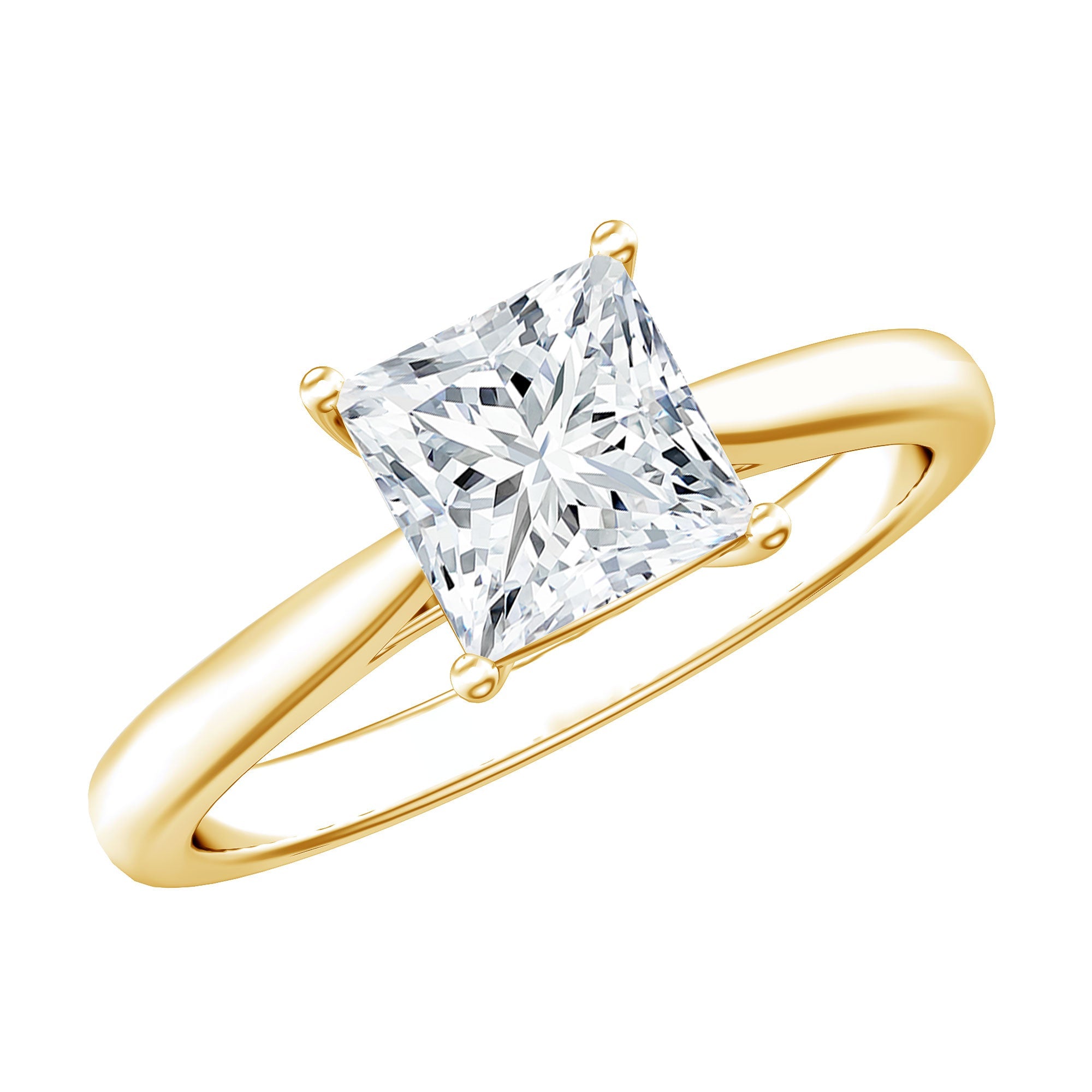 Womans gorgeous Solitaire 1 Carat Princess Cut Lab Grown Diamond Engagement Ring with IGI Certificate