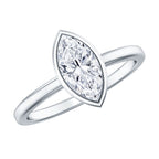 IGI Certified 1 Carat Marquise Lab Grown Diamond Engagement Ring in Bezel Setting