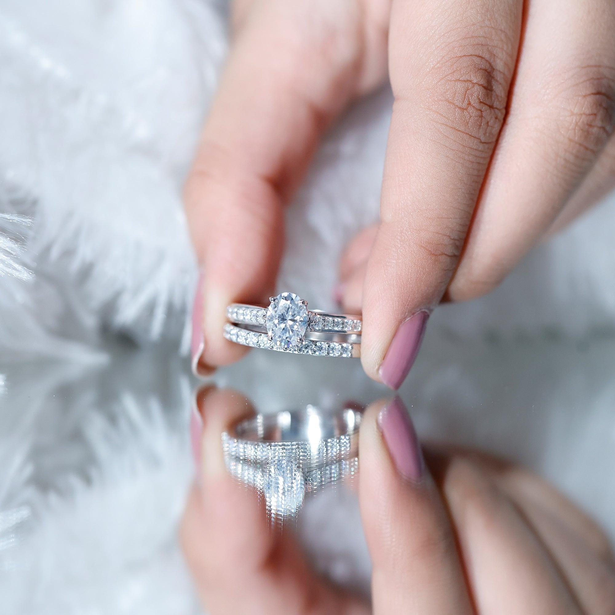 1 Carat Diamond Sacramental Bridal Ring Set with IGI Certificate