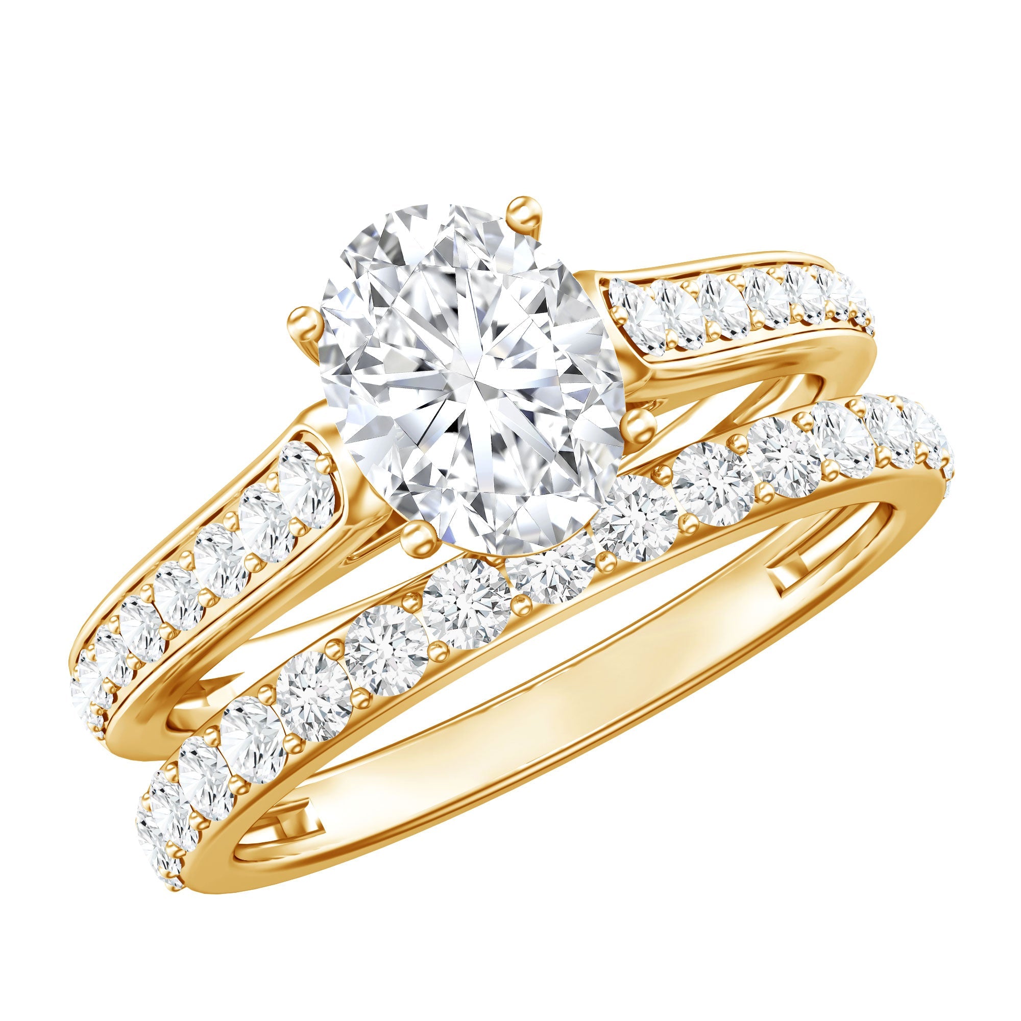 1 Carat Diamond Sacramental Bridal Ring Set with IGI Certificate