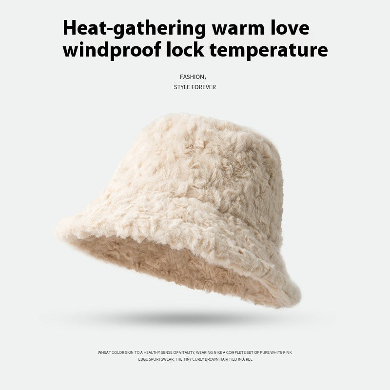 Women's Faux Lambswool Bucket Hat – Soft Winter Fisherman Hat | Warm & Stylish