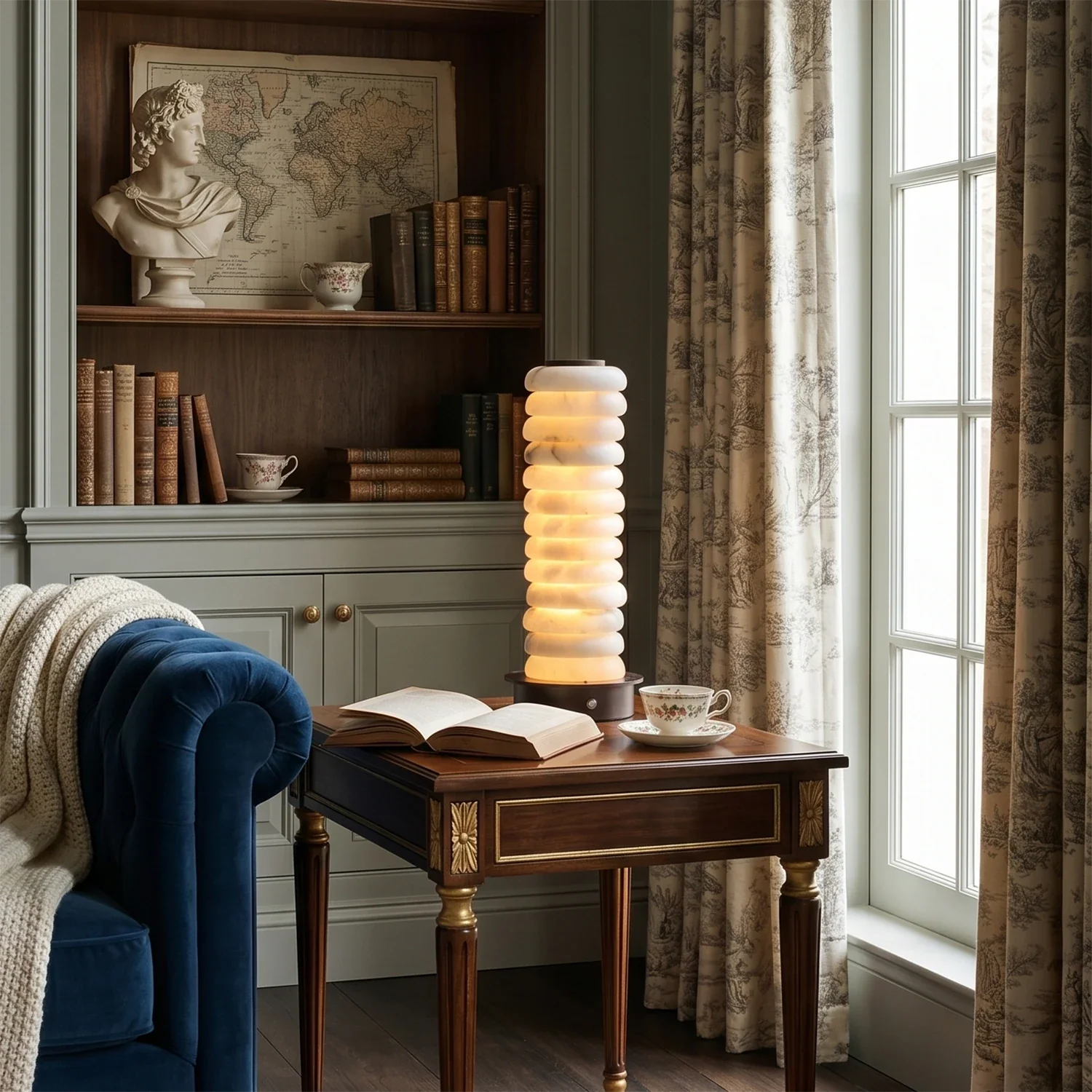 Multi-Tiered Alabaster Table Lamp